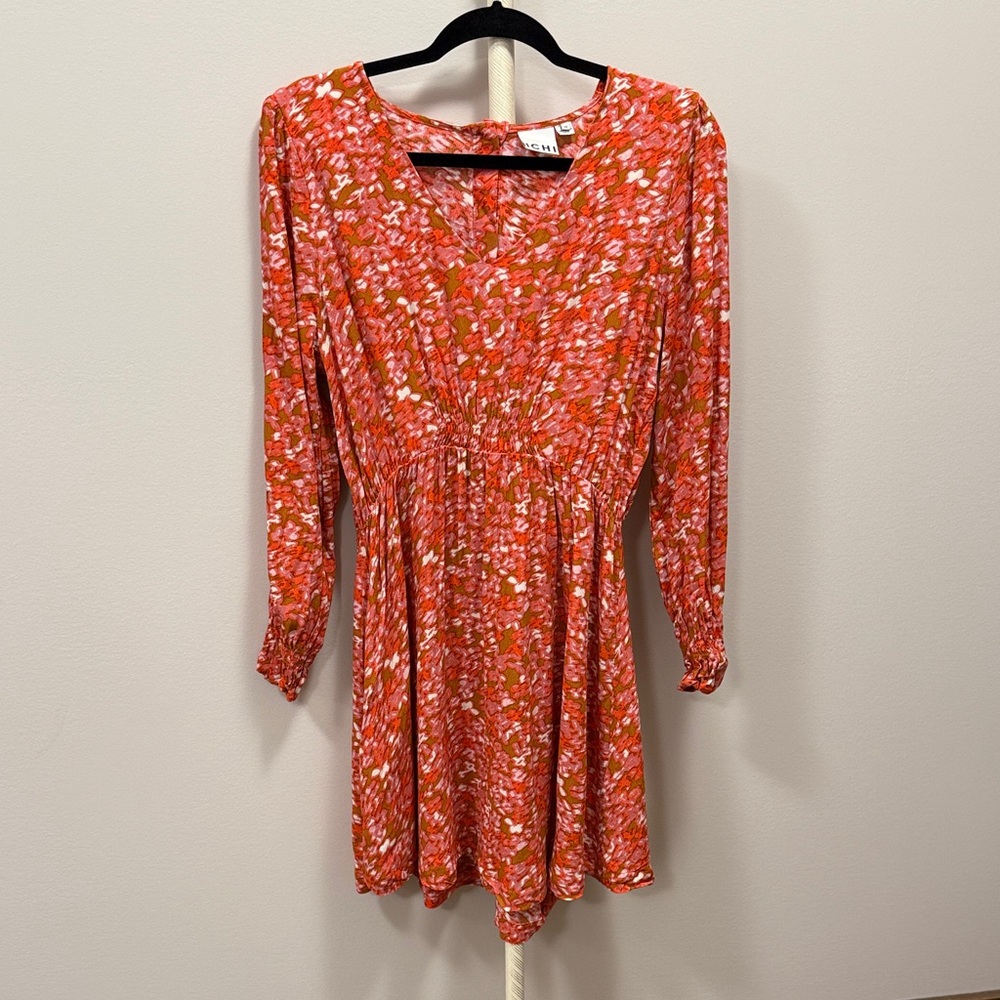 Vibrant Red and Pink Floral Dress
